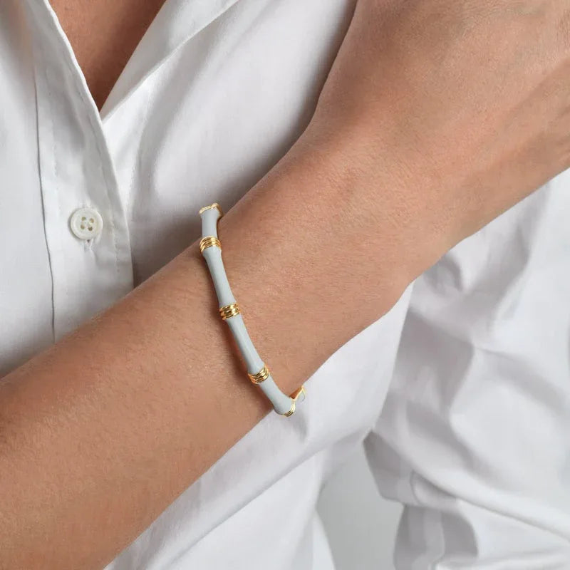 Bamboo Enameled Hinged Bangle - Anabel Aram