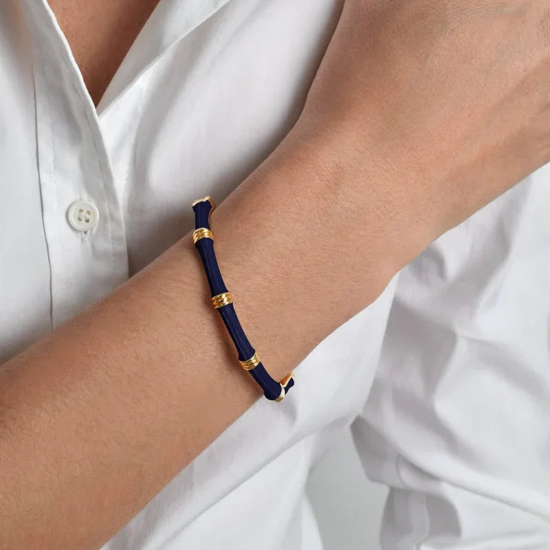 Bamboo Enameled Hinged Bangle - Anabel Aram