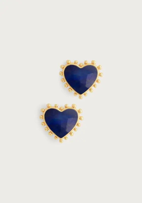 Heart With Stone Stud Earrings