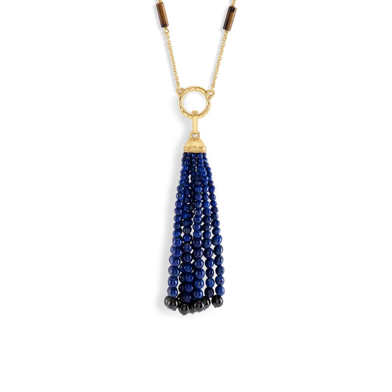 Forza Tassel Pendant, Lapis and Black Onyx