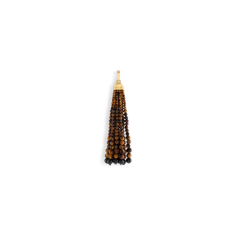Forza Tassel Pendant, Tigers Eye and Black Onyx