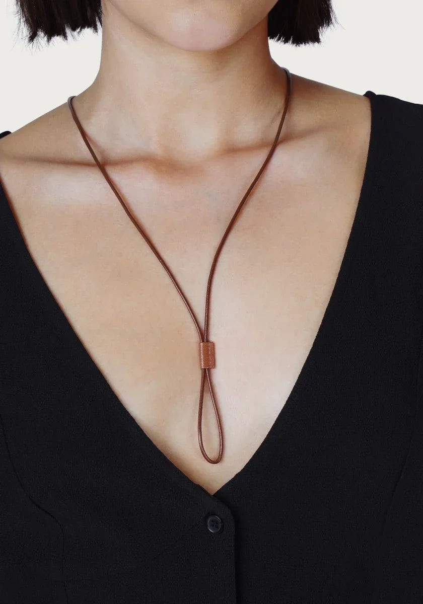 Cheval Leather Necklace, Silver - Anabel Aram