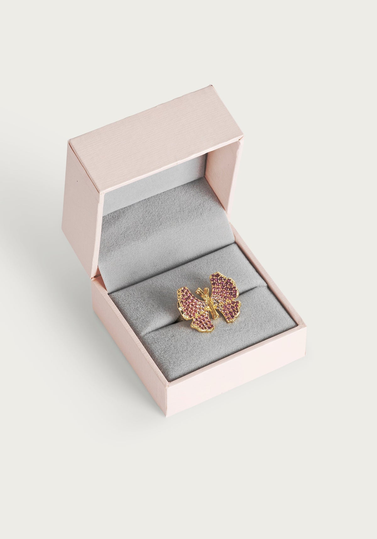 Butterfly Pink Pavé Ring