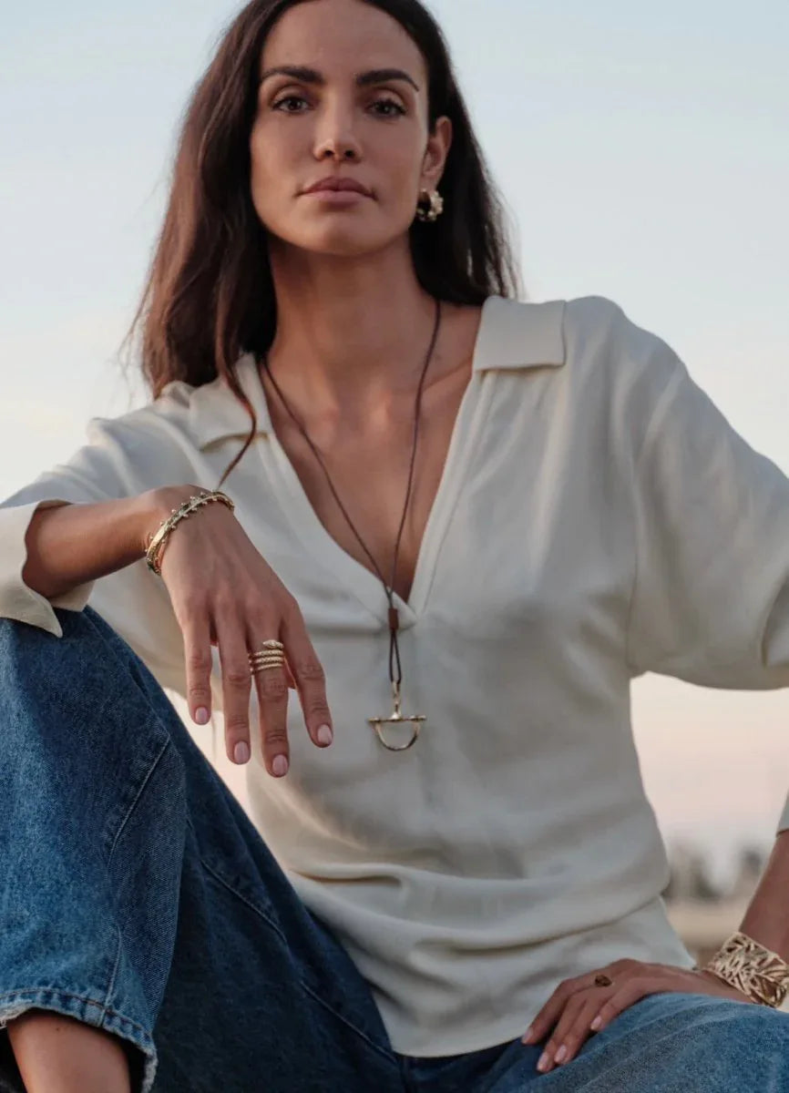 Cheval Leather Necklace, Silver - Anabel Aram