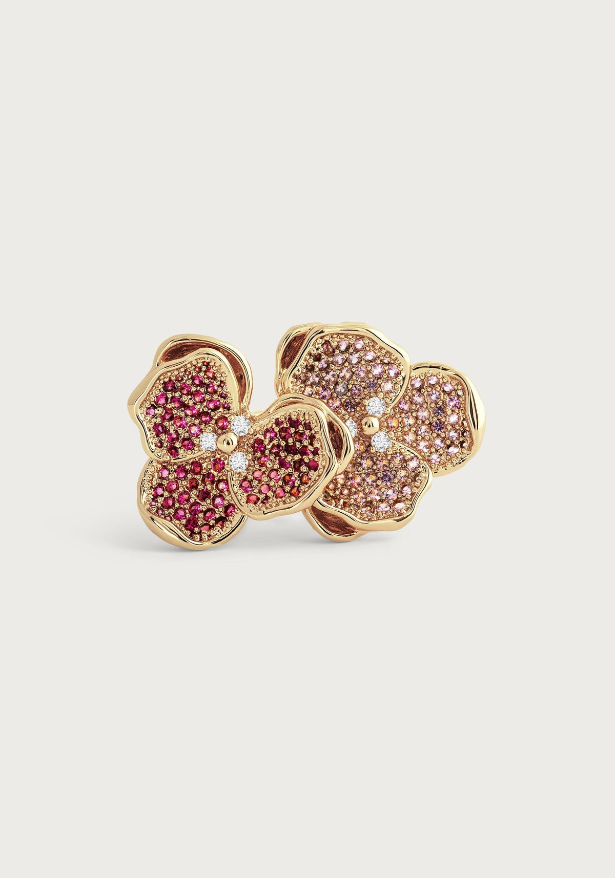 Double Orchid Pave Ring - Anabel Aram